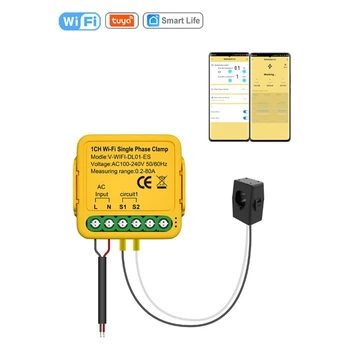 1 db Tuya Wifi teljesítménymérő monitor automatizálási értesítések Smart Life távirányító sárga