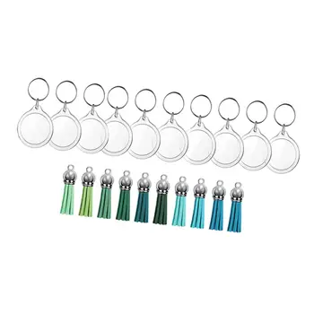 10 darab akril képkeret kulcstartók kerek DIY gombok kép behelyezése üres kulcstartók átlátszó kulcstartók ajándék