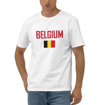 100% pamut Belgium zászló betűmintával Rövid ujjú pólók Férfi női Uniszex ruházat Póló felsők Pólók 5XL