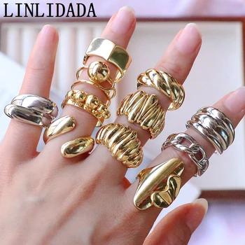 10Pcs 2024 Classic Design Chunky gyűrű arany Simple divat ékszergyűrű ezüst tömör gyűrű luxus nőknek és férfiaknak