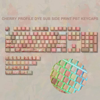 131 billentyűk Tulipán kerti oldalsó nyomtatás PBT billentyűsapka háttérvilágítású RGB cseresznye profil Dye-Sub billentyűsapka Cherry MX Gamer mechanikus billentyűzethez