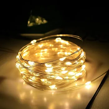 15db Karácsonyi esküvői dekoráció Ünnepi parti fény LED 3 módú tündérfény akkumulátorral Rézhuzal húrfény Kerti dekoráció