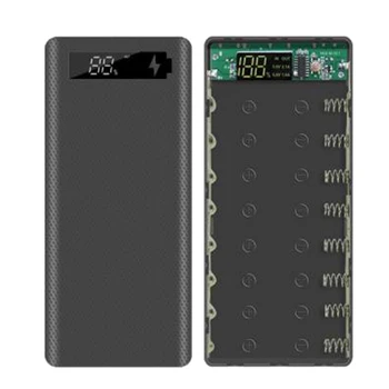 18650 akkumulátor Power Bank tok LCD Power Bank tok LCD kijelző támogatás 20000Mah LCD kijelző 8X18650 akkumulátor fekete