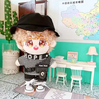 1SET 20CM baba ruhák Alkalmi viselet Kalap+póló+sál+mellény+nadrág Babák kiegészítők Korea Kpop EXO bálvány babák DIY ajándék játék