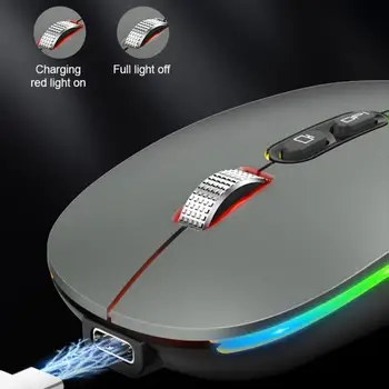 2,4 GHz-es C típusú vezeték nélküli egér újratölthető ultravékony hordozható kettős módú egér csendes háttérvilágítású egerek laptop PC-hez