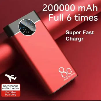 200000mAh nagy kapacitású alumíniumötvözet Power Bank többfoglalatos szupergyors töltés vékony hordozható Power Bank 2023 Új modell