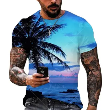 2023 Férfi Hawaii utazási ruházat 3D mintás nyomtatott utcai kültéri póló divat O-nyakú rövid ujjú nyári alkalmi design pólók