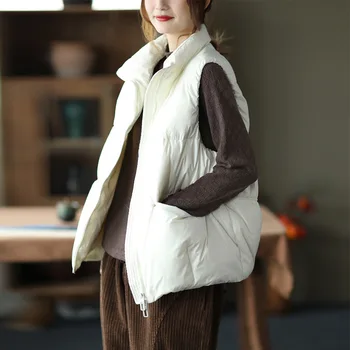 2023 Új fehér kacsa pehelymellény női rövid kabát Női mellény Női ujjatlan könnyű ruházat Nők