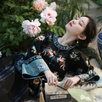 2024 Kínai Köztársaság stílus hölgy hagyományos cheongsam hanfu ruha női elegáns vintage qipao ruha virágnyomtatás qipao felső