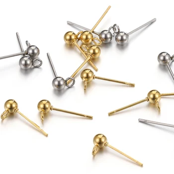 20db arany rozsdamentes acél kerek golyós fülbevaló oszlopos csapok nyitott gyűrűkkel fülbevalókhoz DIY ékszerkészítés megállapítások nagykereskedelem