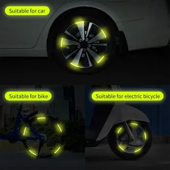 20Pcs autó kerékagy fényvisszaverő matricaGumiabroncs felni világító matricák Közúti biztonsági fényvisszaverő csík autós motorkerékpárhoz kerékpár