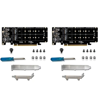2X PCIe X16 - M.2 M-Key Nvmex4 SSD 2U szerver kiemelő kártya kétoldalas 4 lemezes NVME RAID PCI-EX16 osztott kártya