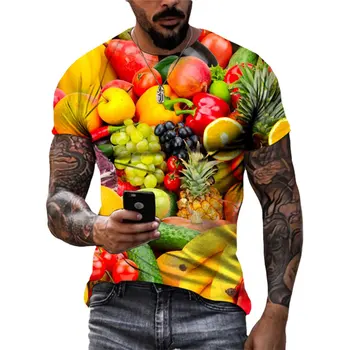 3D gyümölcsmintás póló férfiaknak és nőknek szórakoztató és személyre szabott rövid ujjú alkalmi divat kerek nyakú póló nagy felső 6XL