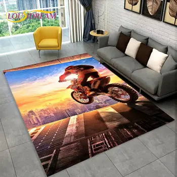 3D motorkerékpár versenyterület szőnyeg nagy, szőnyeg szőnyeg otthoni nappali hálószoba kanapé lábtörlő dekoráció,gyerekjáték csúszásmentes padlószőnyeg