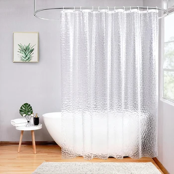 3D vízkocka zuhanyfüggöny átlátszó sűrített fürdőszobai függöny akasztókkal EVA átlátszó vízálló penész zuhanyképernyő 180x180
