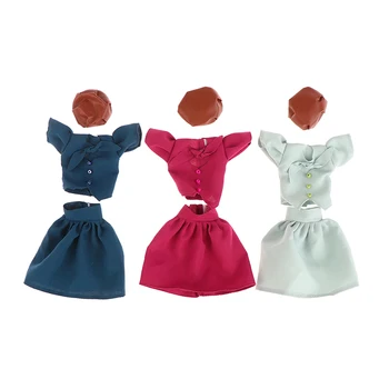 3db/set Top+Szoknya+Kalap baba Napi ruha Baba kiegészítők 30cm Girl Doll Girls játék ajándékokhoz