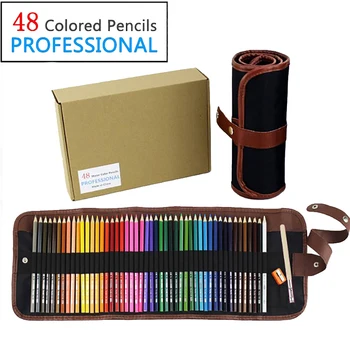 48 színes akvarell ceruza készlet Professzionális művészi minőségű kiváló minőségű ceruzatartóval, hegyezővel és ecsettel