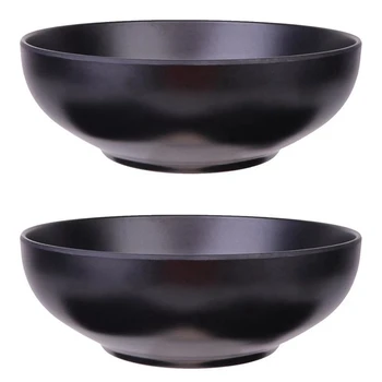 4Pcs Japán stílusú Ramen tálak Stílusos ételtároló Fekete tésztatálak Fekete porcelán utánzat Japán Ramen tál