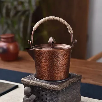 500ML tiszta réz kalapált teáskanna kézzel készített vízforraló kazán Antik étkészlet Teaware