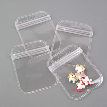 50Pcs PVC átlátszó cipzáras táska Antioxidáns ékszerek ajándék kézműves tárolás fülbevaló nyaklánc tároló tartó önzáró tasak