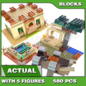 580db játék Az én világom A Villager Raid Lapostetős Desert House Trading Post Field 11477 Építőelemek Játék kompatibilis Gyerek kocka
