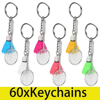 60Pcs tollaslabda kulcstartó tenisz party kedvez a sportnak Kulcstartó Teniszlabda kulcstartó gyűrű Ajándék nőknek Újszerű kulcstartó