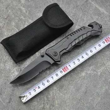 8.2'' Fekete színű összecsukható penge kés Kemping vadászat Taktikai túlélőkések Teljes acél fogantyú Kültéri zsebkés EDC szerszámok