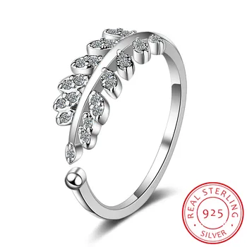 925 Sterling ezüst egyszerű egymásra rakható búza ujjgyűrűk nőknek Lucky Leaves eredeti finom ékszer divatparti gyűrű RHR981