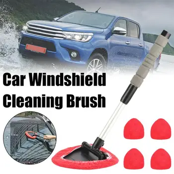 Autó szélvédőtisztító mikroszálas autóablak-tisztító kefe mosható párnával Kihúzható fogantyú Belső autómosó felmosó felmosó