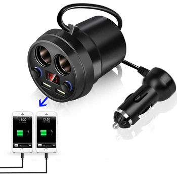 Autós töltő 2 USB DC/5V 3.1A csésze hálózati aljzat adapter Szivargyújtó elosztó Mobiltelefon-töltők feszültség LED kijelzővel