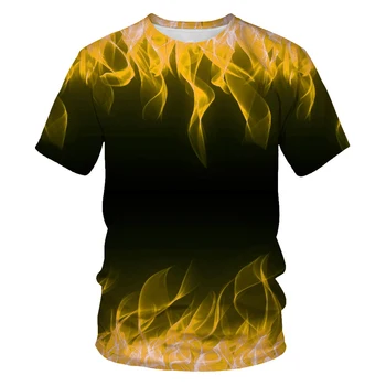 Camoufl Flaming Tshirt Men Women Thirt 3D póló Black Tee Casual Top Anime Camiseta Streatwear Rövid ujjú póló Asiansize