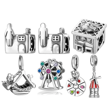 charm S925 Sterling gyöngyök Új Creative vidámpark sorozat Medál DIY kiegészítők Laza gyöngyös ezüst ékszerek