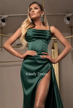 Cindy Koszorúslány báli ruha Sellő szatén koktélruha parittya Szexi zöld hasított esküvő Elegáns és csinos női ruhák Party