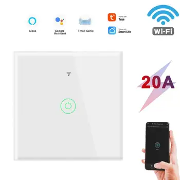 CoRui Tuya WiFi EU Touch Wall Smart Switch nagy teljesítményű 20A lámpák vízmelegítő hűtőszekrény sütő kapcsoló Google Home Alexa