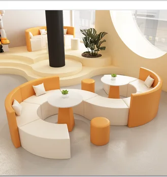 Creative S-típusú irodai pihenőkanapé képző intézmény Könyvtári találkozó vendégfogadása abnormális alakú kanapé kombináció