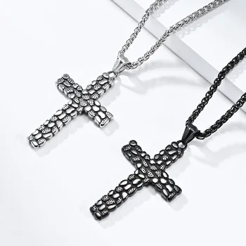 DARHSEN férfi nyilatkozat nyakláncok Christian Cross medálok rozsdamentes acél lánc fekete ezüst színű divatékszerek Új érkezés