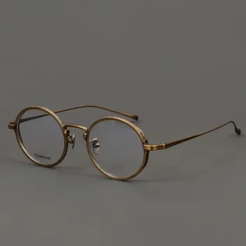 Designer márka Japán kézzel készített dioptriás szemüvegek férfiaknak Ultra Light Pure Titanium kerek teljes keretes szemüveg nőknek
