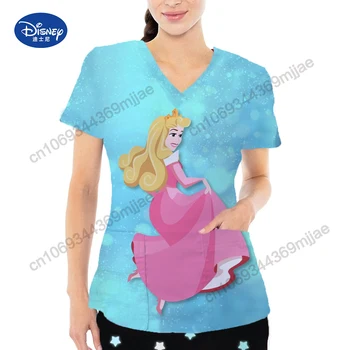Disney Women Top V-nyakú póló Rövid ujjú póló alkalmi ruhák Női póló Y2k stílusú pólók 2023 nyarán Tops Crop