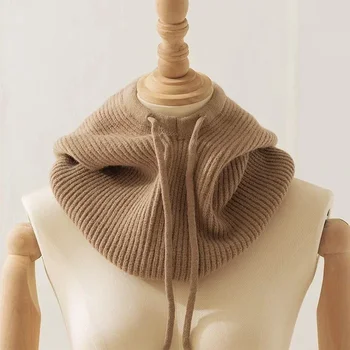 Divat Téli női fej kapucnis kalap Sál Kettős célú Egy vastag meleg kötött pulóver sapkák Koponyák nőknek Lányok Új