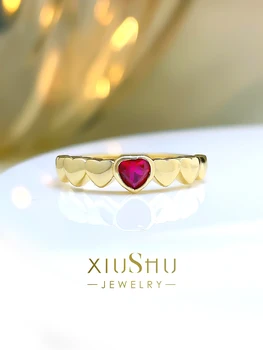 Divat és luxus aranyozott szerelem 925 ezüst gyűrű magas széntartalmú gyémántokkal, mesterséges egyszerűség