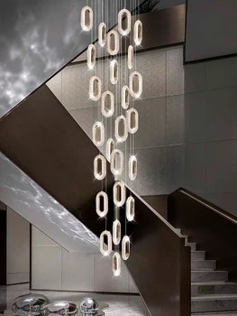 Elliptikus mennyezeti lépcsőház Csillárok Beltéri világítás LED függesztett csillárok Modern duplex villa loft lépcső függő lámpák