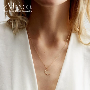 eManco rozsdamentes acél Moon kalapált nyaklánc női hold medál nyaklánc finom nyaklánc női ballagási ajándék nyaklánc