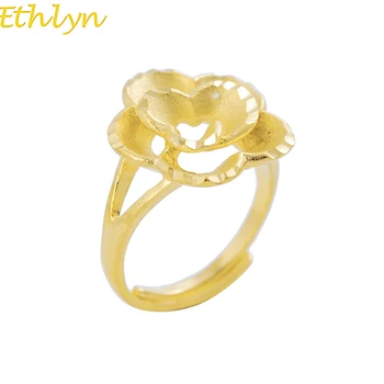 Ethlyn márka Kiváló minőségű etióp / afrikai / nigériai stílusú állítható virág ékszerek arany színű gyűrű női esküvői ajándékok R50
