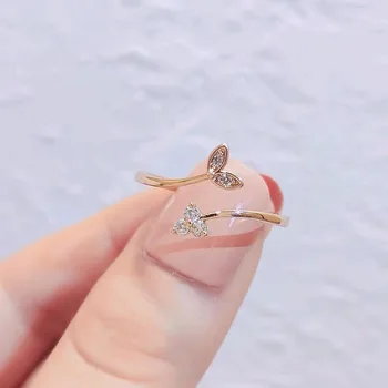 Fashion 925 Sterling ezüst rózsaarany gyűrűk pasziánsz egyszerű vékony gyűrűk nőknek Elem átméretezhető gyűrű ékszerek