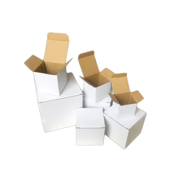 Flip Box fehér kis kartondoboz Kartondoboz Egy hullámos fehér doboz négyzet alakú DIY illatos gyertyatartó csomagolás Kraft díszdoboz