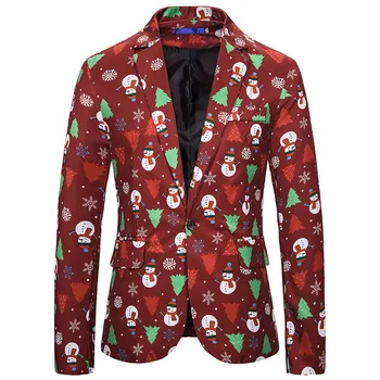 Férfi karácsonyi öltöny kabát Navidad kabát Slim öltönyfelsők Business Boutique Party Blazers esküvői ruha Grafika terno masculino
