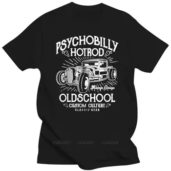 Férfi kiváló minőségű pólók Psychobilly HotRod póló Rockabilly Old School Herren Car V8 US Classic Race O-nyakú tinédzser póló