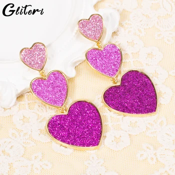 GEITERI Simple többszörös rózsaszín szív fülbevaló nőknek Gils 1Pair Scrub Love Stud fülbevaló divat ékszerek esküvői parti ajándékok Új