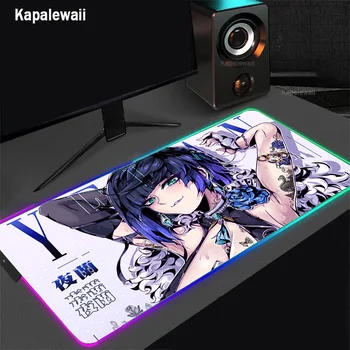 Genshin Impact nagy RGB egérpad Gaming egérpad LED egérszőnyeg gamer egérszőnyeg PC asztali szőnyeg RGB billentyűzet Mause szőnyeg XXL 90x40cm