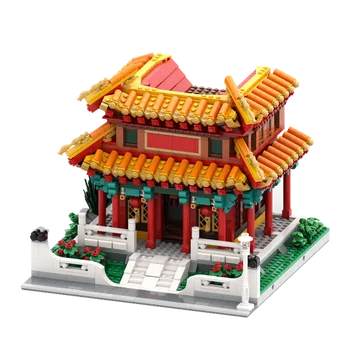 Gobricks MOC város Kínai híres építészet Kínai templom modell építőelemek készlet Vintage templomtorony DIY kockák Gyerekjáték
